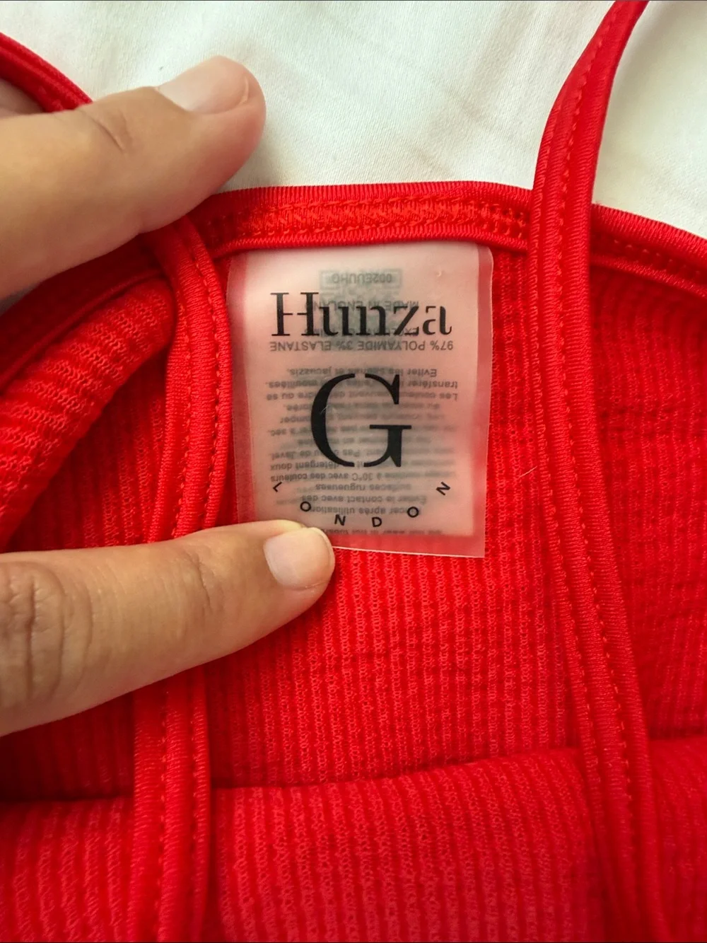 Hunza G Red Textured One-Piece Swimsuit - Picture 2 of 4